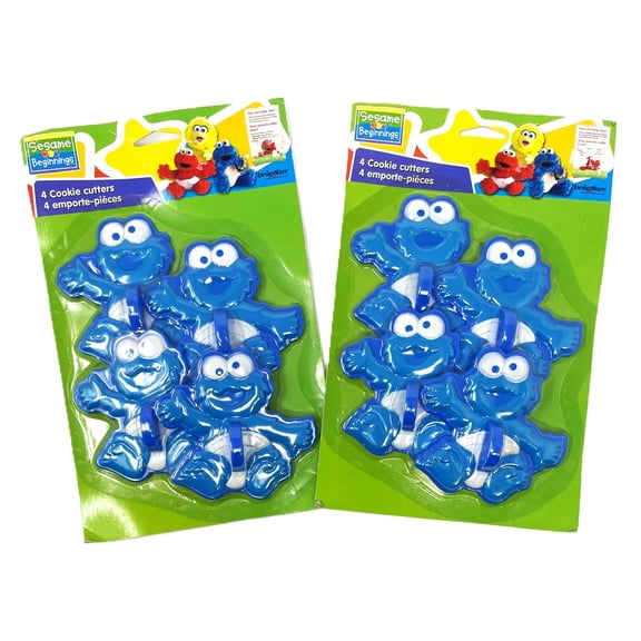 2 Packs - Sesame Street Baby Cookie Monster Playdough Cutters Party Favors - 2 Packs of 4 - 8 Total