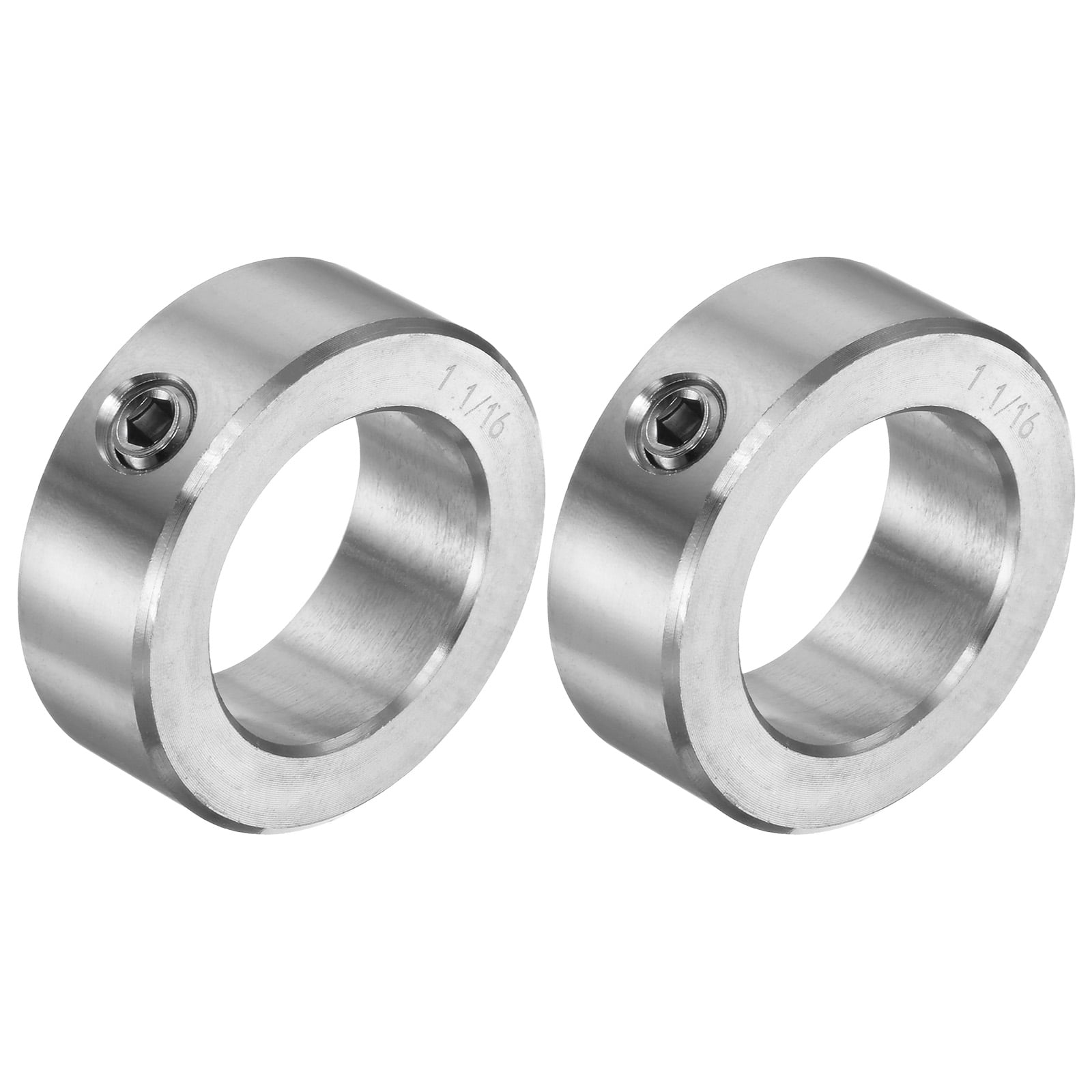 2 Packs Set Screw Collars 1-1/8" Bore 304 Stainless Steel Shaft Collars, 1-3/4" OD, 5/8" Width