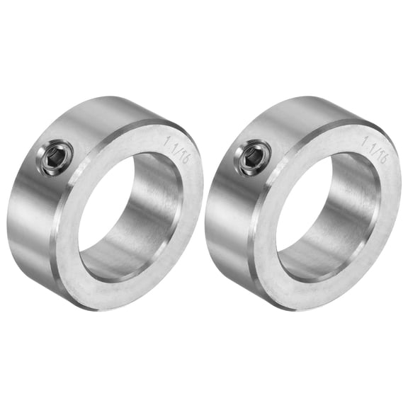 2 Packs Set Screw Collars 1-1/8" Bore 304 Stainless Steel Shaft Collars, 1-3/4" OD, 5/8" Width