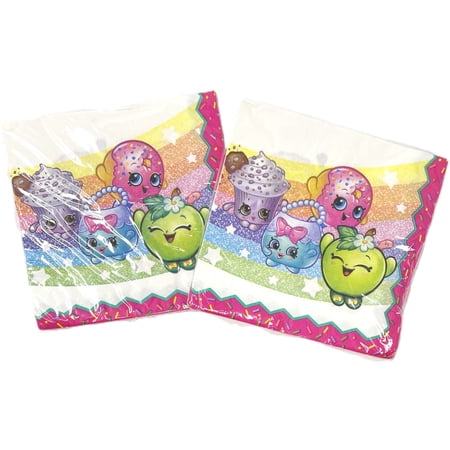 2 Packs - Shopkins Rainbow Kooky Cookie & Friends Birthday Party Large Disposable Napkins - 2 Packs of 16 - 32 Total