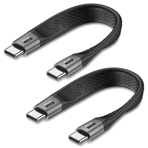 2-Packs Short USB C Cable, (5inch) Thunderbolt 4 USB 4 Cable with 40Gbps Data Transfer 240W PD Fast Charging 8K@60Hz, Compatible for iPhone 15 Pro Max, External SSD, Docking, eGPU Laptop