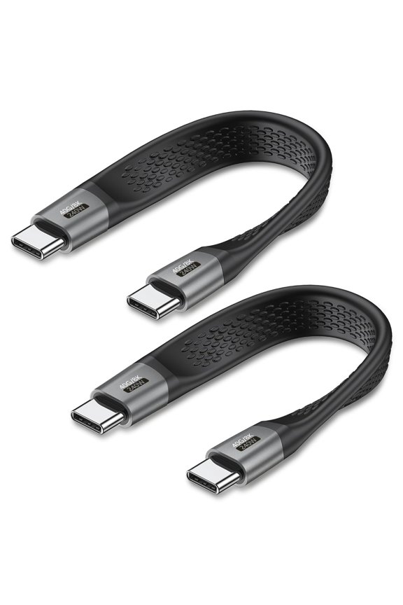 2-Packs Short USB C Cable, (5inch) Thunderbolt 4 USB 4 Cable with 40Gbps Data Transfer 240W PD Fast Charging 8K@60Hz, Compatible for iPhone 15 Pro Max, External SSD, Docking, eGPU Laptop