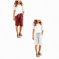 thumbnail image 1 of 2 Packs Shorts for Girls 9-10 Running Shorts for Girls Girls Bermuda Shorts Knee Length Summer Casual Cotton Linen Shorts Lightweight Elastic Waist Drawstring Short Pants Bermuda Shorts Kids, 1 of 7