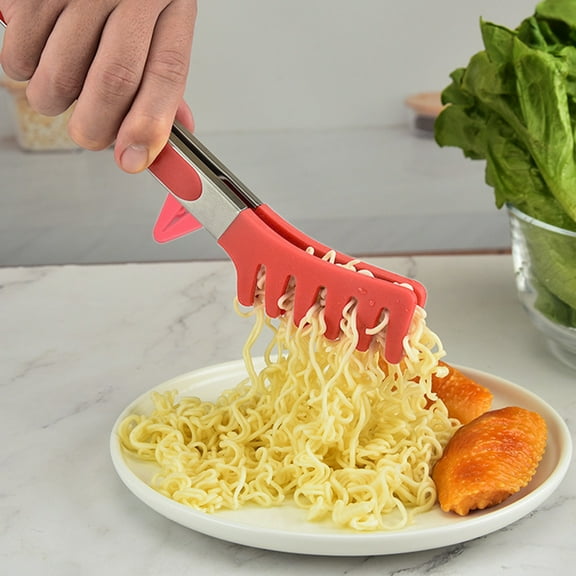 2 Packs Silicone Food Tongs with Stand, Heat Resistant Kitchen Tongs for Cooking, Baking, BBQ, Pasta, Noodles, Bread, Non-Slip Grip, Easy to Clean, Dishwasher Safe, Ergonomic Kitchen Utensil Gadget