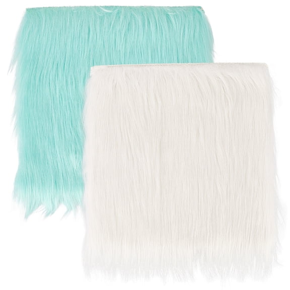 2 Packs Small Square Blue White Fur Sheepskin Cushion Fluffy Plush Area Rug Small Product Photo Background 12 Luxury Photo Props for making