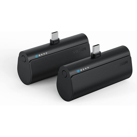 2 Packs of Small USB C Portable Chargers, 5000mAh Power Bank Fast Charge Travel Essentials Battery Pack Compatible for iPhone 17/Air/17 Pro/17 Pro Max, Samsung Galaxy S25/S24/Android