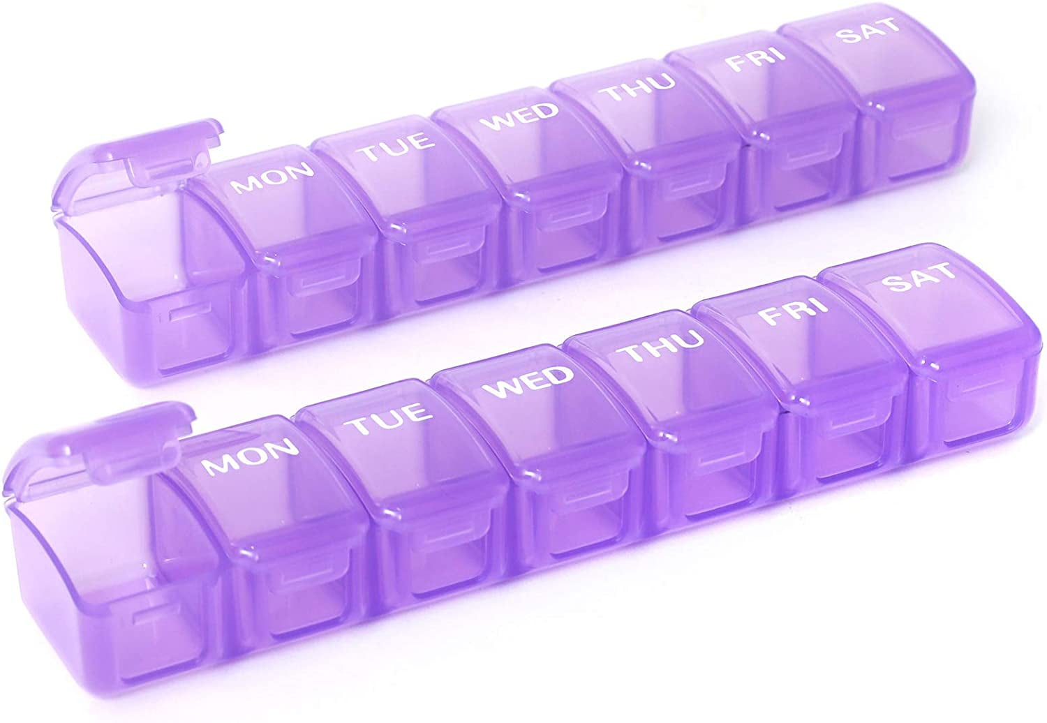 Compact weekly pill organizer 2 packs small daily pill case for pills