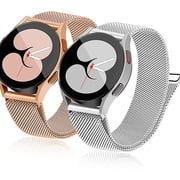 2 Packs Soft Metal Milanese Samsung Watch 4/5 Band, Mesh Loop 20mm Super Breathable & Comfortable band, Compatible with Samsung Galaxy Watch 5/Watch 5 Pro/Galaxy Watch 4/Active 2/ Watch 3 41mm