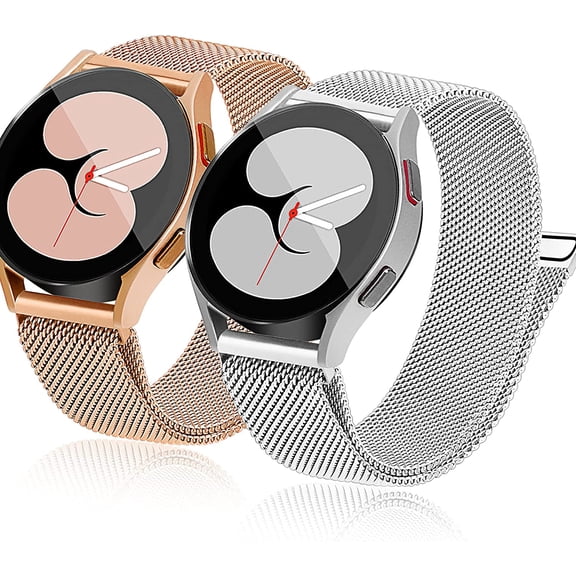 2 Packs Soft Metal Milanese Samsung Watch 4/5 Band, Mesh Loop 20mm Super Breathable & Comfortable band, Compatible with Samsung Galaxy Watch 5/Watch 5 Pro/Galaxy Watch 4/Active 2/ Watch 3 41mm