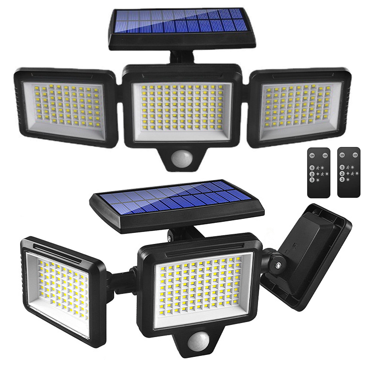 Packs Solar Outdoor Lights, Heads Motion Sensor Lights, 2500LM 210 LED  Security Lights with Remote Control, 270° Wide Angle Flood Wall Lights with  Modes