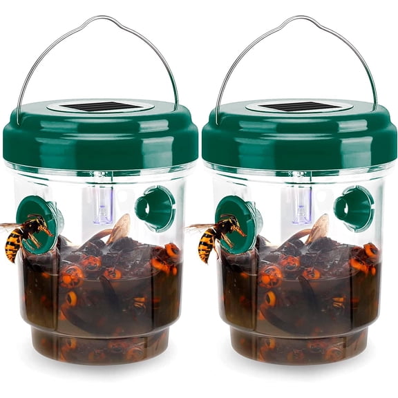 2 Packs Solar Wasp Traps Outdoor Hanging Wasp & Hornet Traps,Reusable Bee Catcher