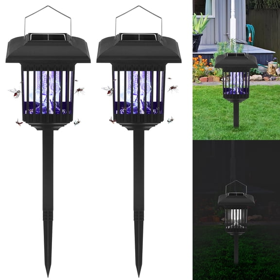 Kqiang Solar Killer Torch Outdoor Mosquito Zapper, Black, 2 Count