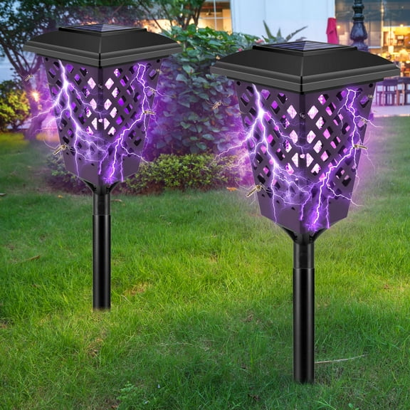 Kqiang Solar Killer Torch Outdoor Mosquito Zapper, Black, 2 Count