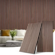 2 Packs Soundproof Wall Panels, 46.45 x 23.81 Wood Slat Wall Panel Wood Wall Panels 3D Sound Dampening Panels Wall Decoration 3D Wall Panels for Interior Wall Decor, Walnut