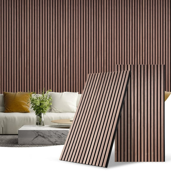 2 Packs Soundproof Wall Panels, 46.45" x 23.81" Wood Slat Wall Panel Wood Wall Panels 3D Sound Dampening Panels Wall Decoration 3D Wall Panels for Interior Wall Decor, Walnut