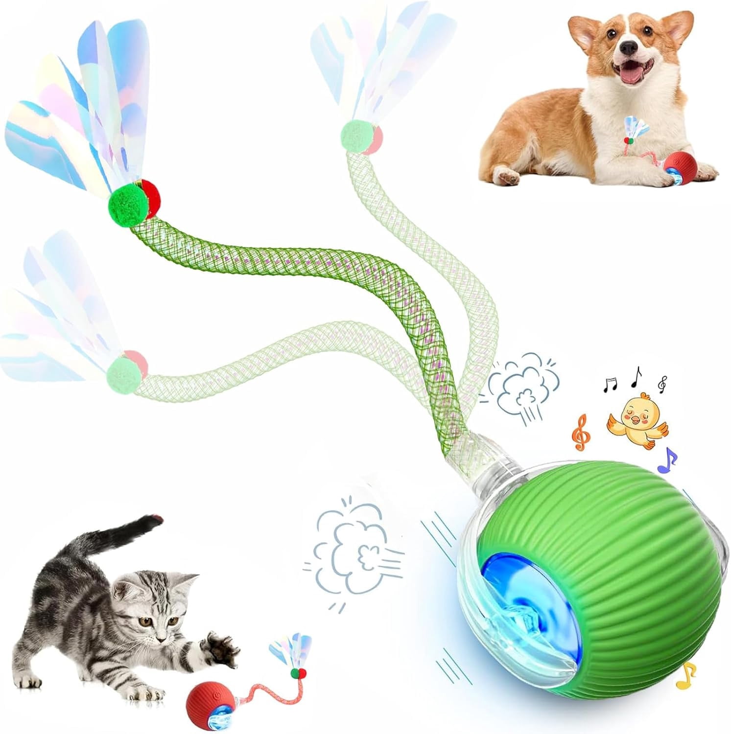 1 Packs Speed 2.0 Tail Interactive Cat Toys for Indoor Cats, Chirping ...