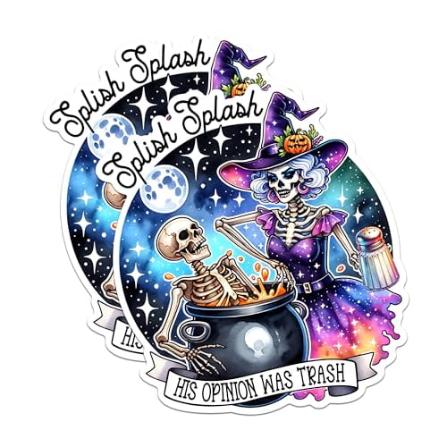 (2 Packs) Splish Splash His Opinion was Trash Magnets - Funny Spell Witchy Vibes Magnets - 5 Inches On Longest Side - Premium Magnet - for Fridges, Toolboxes, Cars - Made in USA - MAG2523