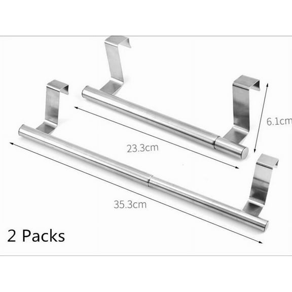 2 Packs Spread Over Door Towel Bar Towel Rail Over Cupboard Drawer Cabinet Extendable 9.8-15.7 - Anti Slip Scratch Protection Stainless Steel