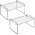 thumbnail image 1 of 2 Packs Stackable Storage Rack Metal Frame Organizer Versatile Shelves Silver, 1 of 7