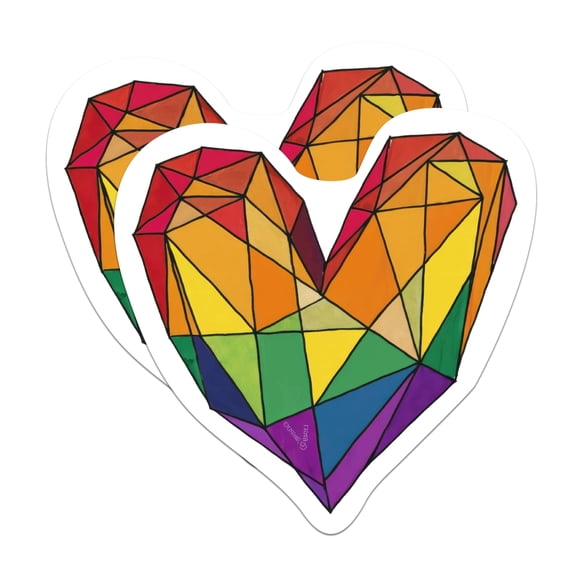 (2 Packs) Stained Glass Rainbow Heart Magnets - Rainbow Heart LGBTQ Friendly Magnets - 5 Inches On Longest Side - Premium Magnet - for Fridges, Toolboxes, Cars - Made in USA - MAG2281