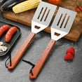 thumbnail image 1 of 2 Packs Stainless Steel BBQ Spatula with Bottle Opener Non Slip Wood Handle for Grilling Frying Pancakes Outdoor Cooking Tools Heavy Duty Kitchen Utensil, 1 of 6
