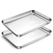 2 Packs Stainless Steel Baking Sheet 12.4 x 9.4 x 0.9 In, Nonstick Cookie Sheet Tray, Silver Rectangle Baking Pans Set for Oven Cooking Kitchen Barbecue Grill Cake Food Prep