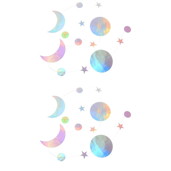 unbranded 2 Packs Star Moon Shape Pendant Party Layout Hanging Banner Decorative Hanging Banner