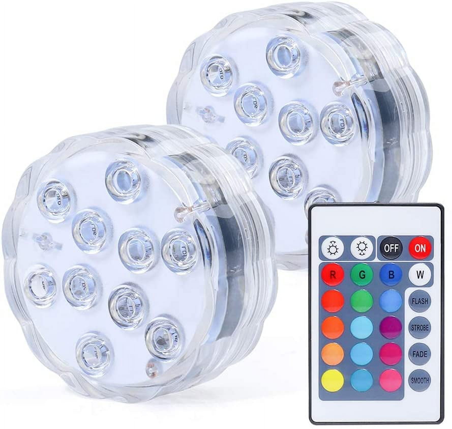2Packs Submersible LED Lights with Remote Shower Lights Waterproof
