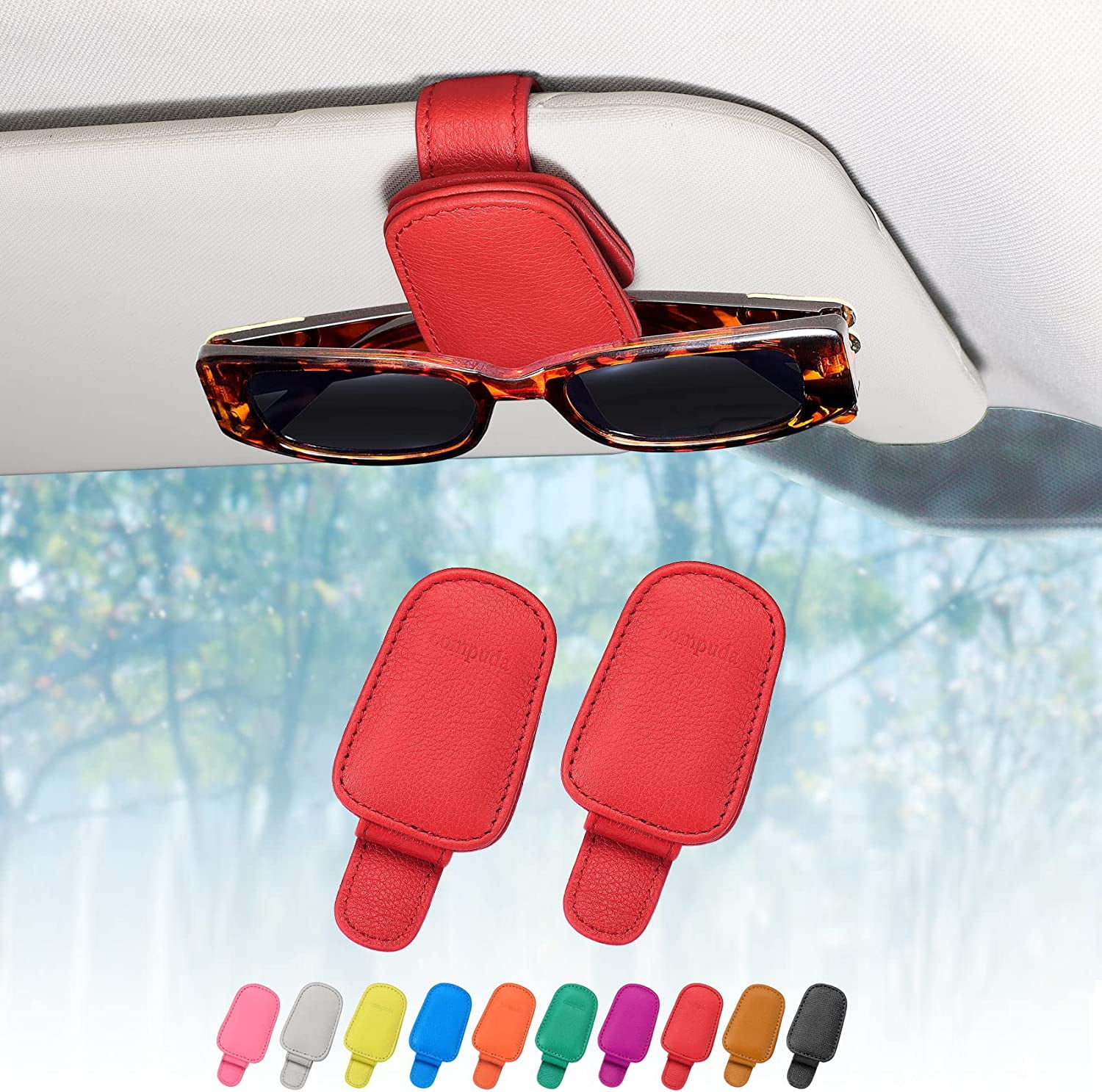 2 Packs Sunglass Holder for Car Sun Visor Car Accessories, Genuine