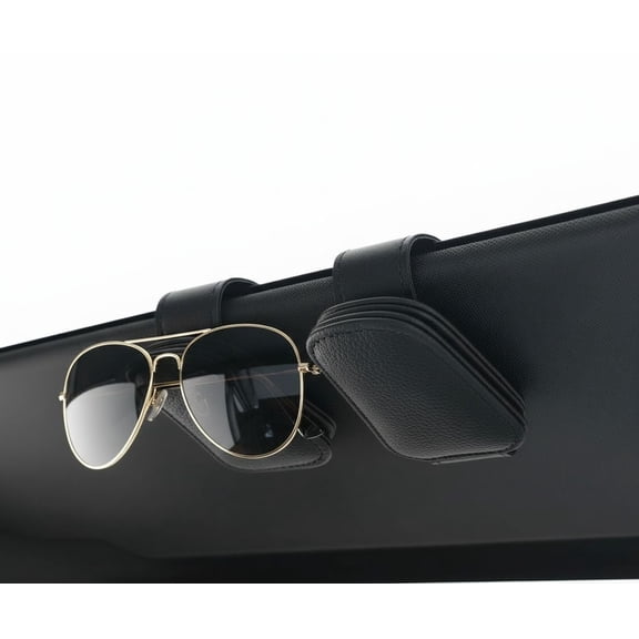 2 Packs Sunglass Holder for Car Visor, Suede Cloth Magnetic Sunglass Organizer for Car Accessories,Black