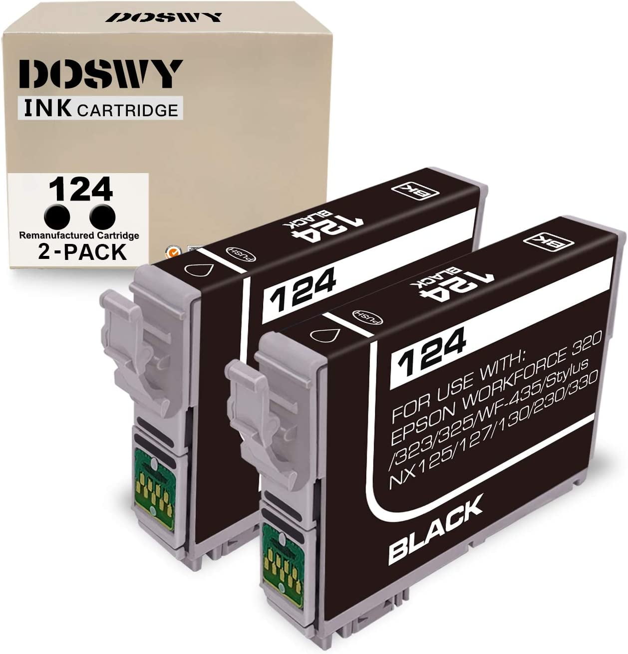 2 Packs T124 Remanufactured Ink Cartridge Replacement for Epson 124 use
