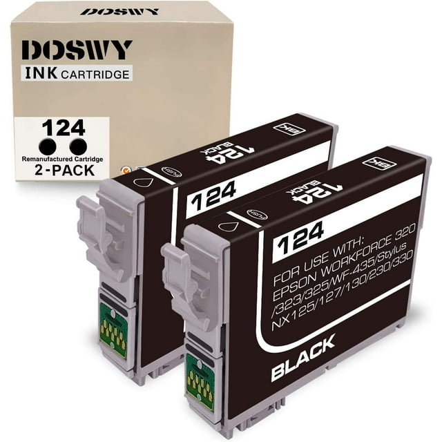 2 Packs T124 Remanufactured Ink Cartridge Replacement for Epson 124 use ...