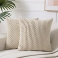 thumbnail image 1 of 2 Packs Tan Decorative Throw Pillow Covers 26x26 Inch for Couch Bed Sofa, Modern Farmhouse Boho Home Decor, Soft Cute Plush Corduroy Cushion Case 60x60 CM, 1 of 4