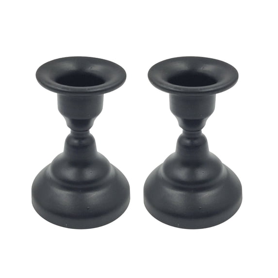 2 Packs Taper Candle Holder, Small Candle Holder, Candlestick Holders for Taper Candles, Short Black Pillar Candle Holders for Christmas, Weddings and Dinner