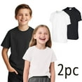 thumbnail image 1 of 2 Packs Tee Shirts for Boys Girls with Short Sleeve, Toddler Summer Casual Solid Crewneck Tops Holiday Shirts T Shirt, Mix,Size, L, 1 of 9