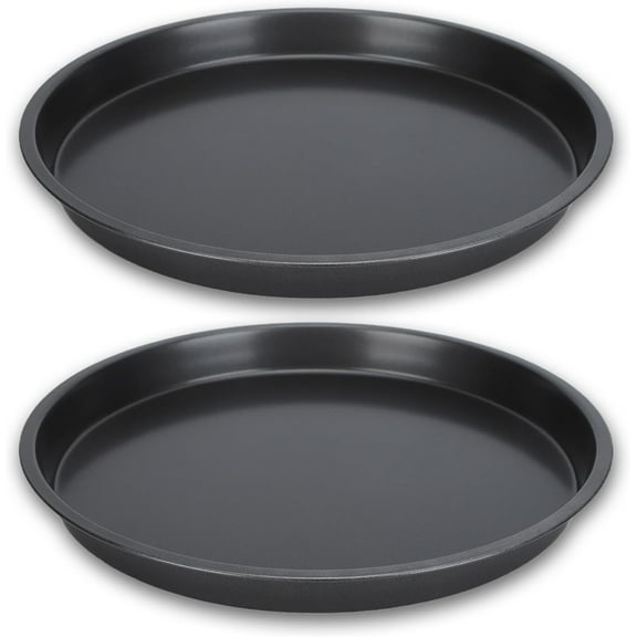 2 Packs Thickened Carbon Steel Baking Pans,9 In Durable Round Pizza Tray for Oven,Black Non-Stick Pizza Baking Pan for Home,Kitchen