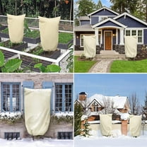 2 Packs Thickened Plant Frost Protection Cover with Drawstring - Winter Cold Weather Barrier for Garden Shrubs Flowers Vegetables - Reusable Freeze Proof Insulation Wrap - Windproof Snow Shield