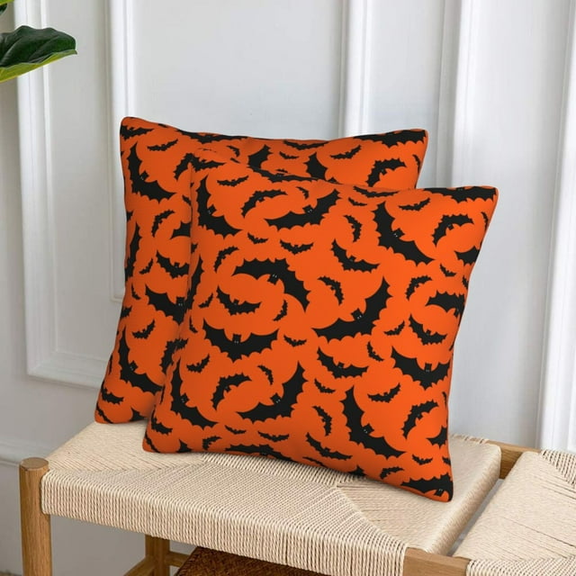 2 Packs Throw Pillow Covers bat halloween Soft Halloween Pillow Covers