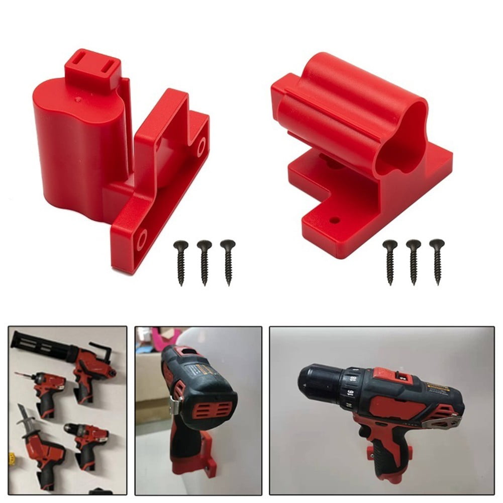 2 Packs Tool Holder Mount for Milwaukee M12 Tool Hanger Red with screws