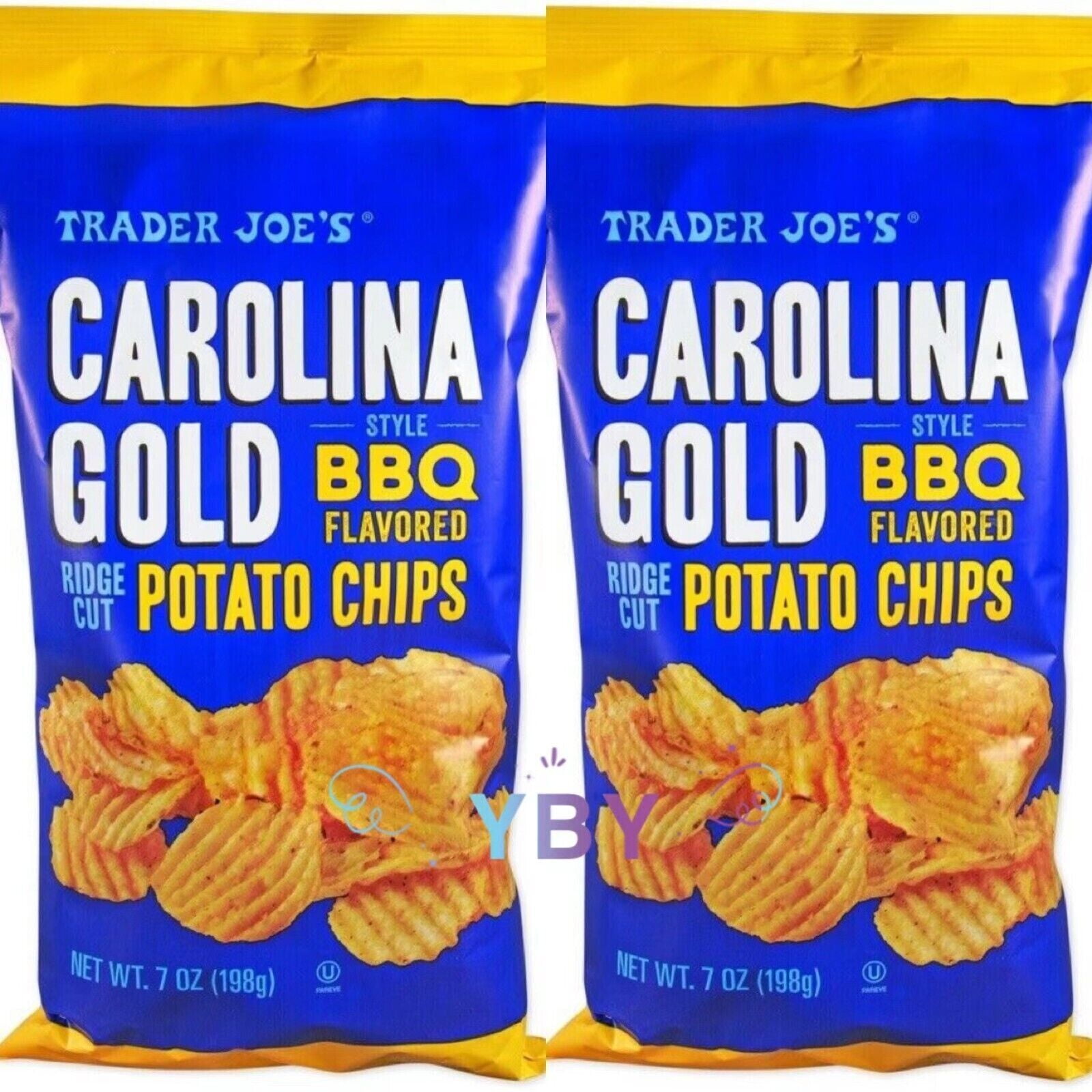2 Packs Trader Joe' Carolina Gold Style BBQ Ridge Cut Potato Chips