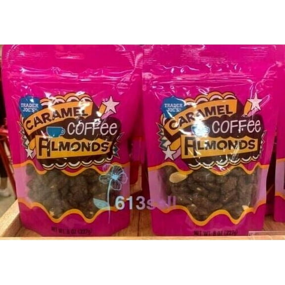 2 Packs Trader Joe's Caramel Coffee Almonds 8 oz Each