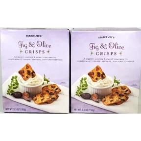 2 Packs Trader Joe's Fig & Olive Savory Sweet Cracker Crisps 5.3 oz Each Pack