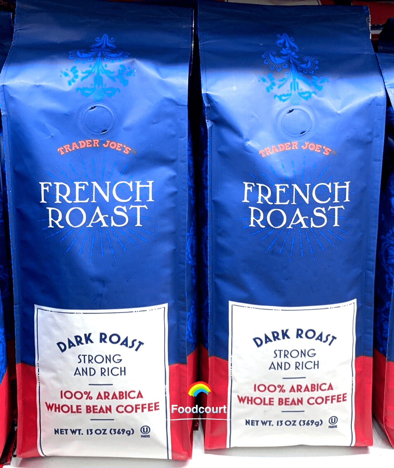2 Packs Trader Joe's French Roast Whole Bean Coffee Dark Roast 13 OZ Each Pack