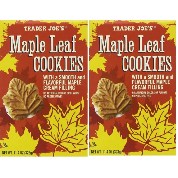 2 Packs Trader Joe's Maple Leaf Cookies 11.4 oz Each Pack
