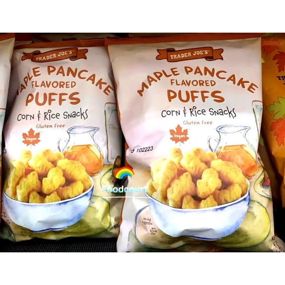 2 Packs Trader Joe's Maple Pancake Flavored Puffs Corn & Rice Snack 4 oz Each
