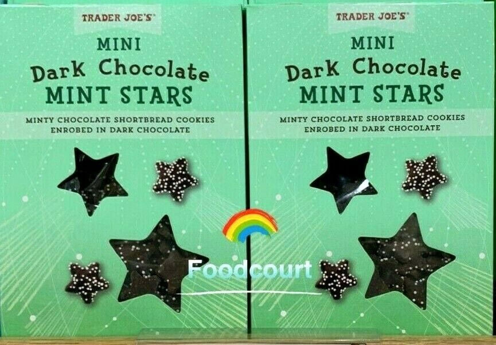 2 Packs Trader Joe's Mini Dark Chocolate Mint Stars Cookies 10 oz