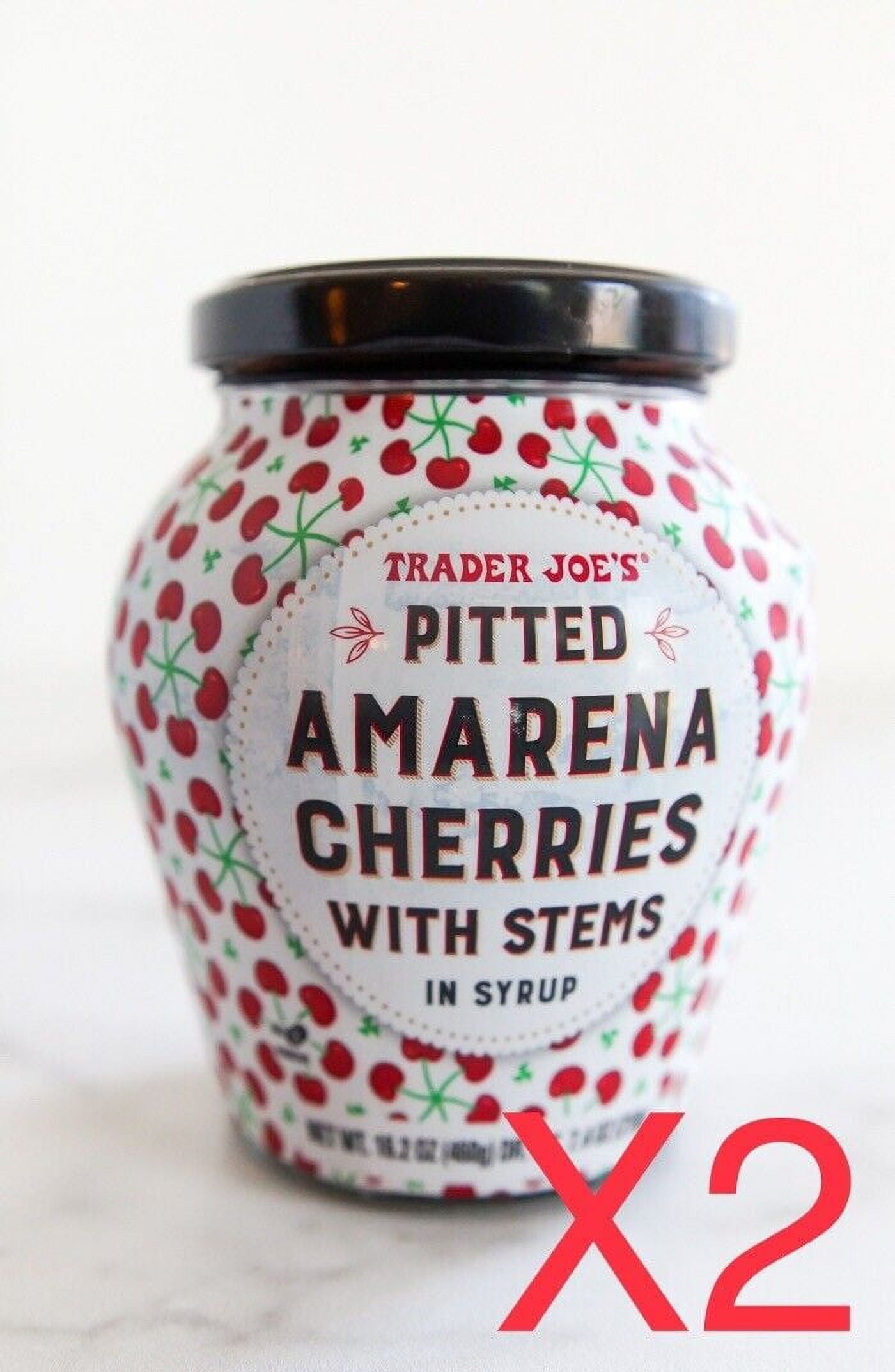 2 Packs Trader Joe's Pitted Amarena Cherries in Syrup 16.2 oz Each Pack