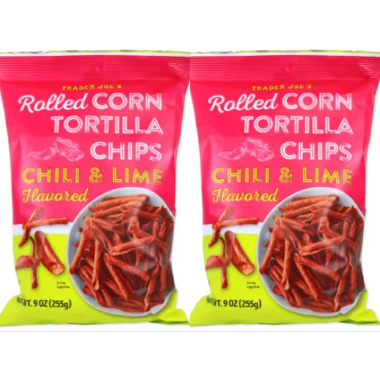 2 Packs Trader Joe's Rolled Corn Tortilla Chips Chili & Lime