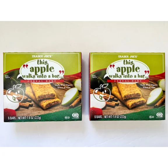 2 Packs Trader Joes This Apple Walks Into A Bar Cereal Bars 6 Bars, 7.8 oz Each