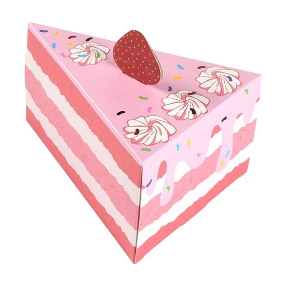 2 Packs Triangles Cake Shaped Gift Box Realistic Birthday Party Candy Treats Table Decor Pink Paper Box Bulk 8 Pack for Dessert Favors Celebration Supplies
